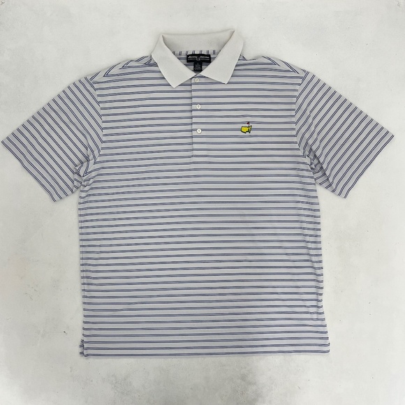 Augusta National Golf Shop Other - Augusta National Mens Size L Golf Polo Shirt White Blue Striped Short Sleeve